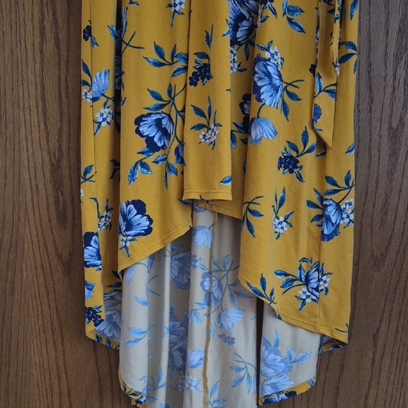 Women's Dress Large- Yellow and Blue Floral High Low - Picture 6 of 6